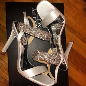 Badgley Mischka Satin White Bridal Shoes Sz. 5.5